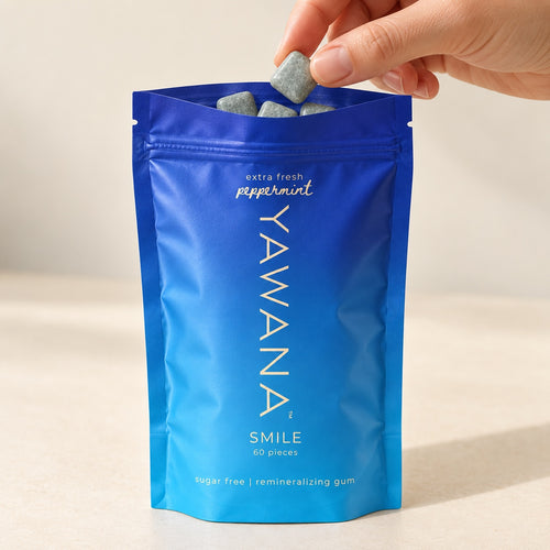 open YAWANA SMILE pouch with gum pieces at the top